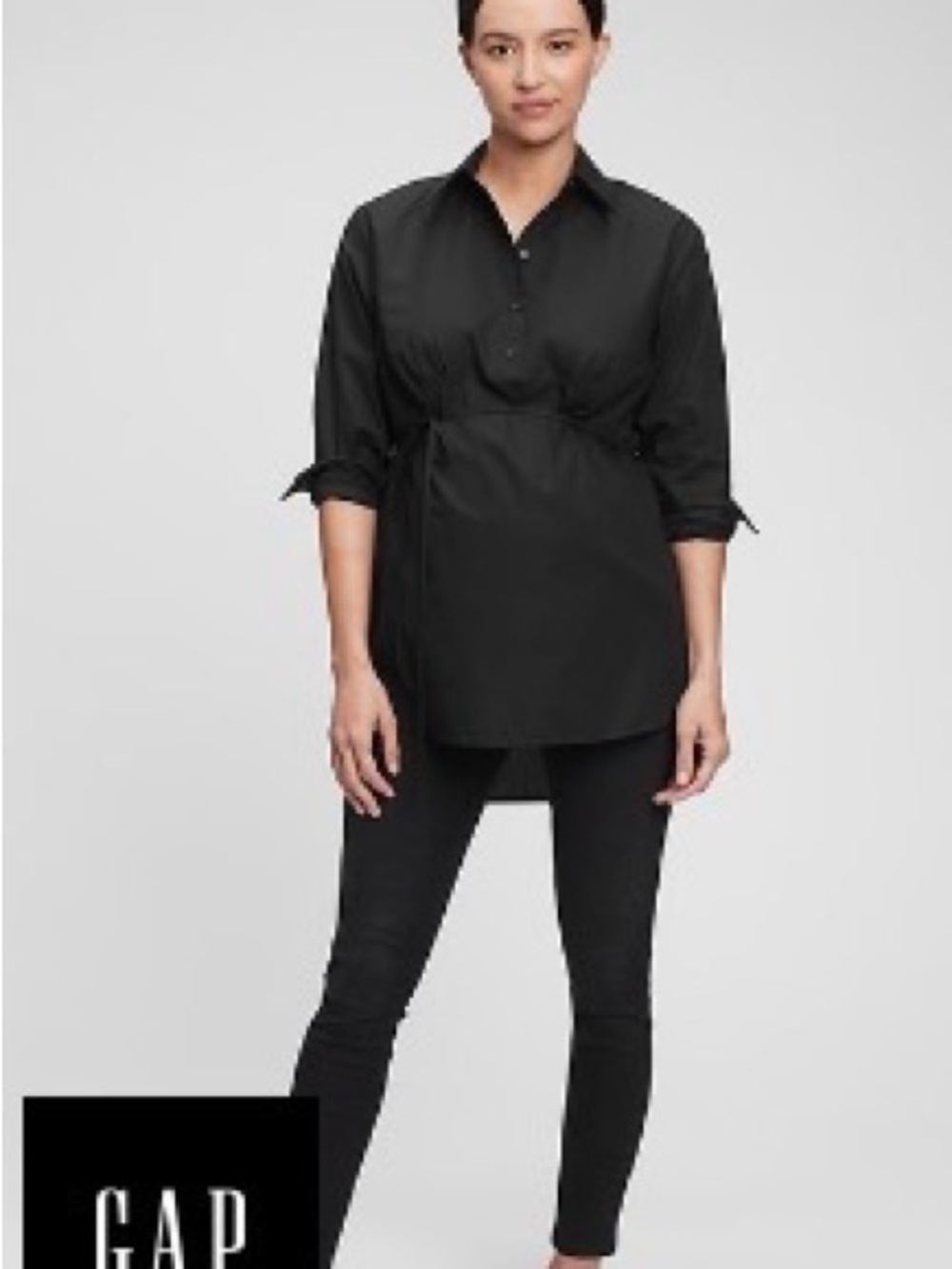 NWOT Gap Maternity Women’s Black Button-Front Tunic Shirt